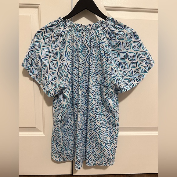 Hatley Ripples Blue Blouse Size Small A- Line Ruffles Buttons Womens - Picture 12 of 15